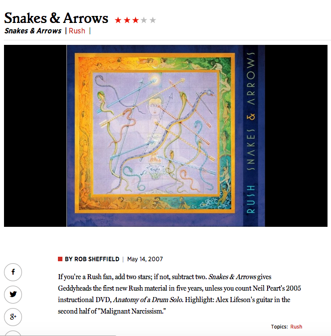 rob scheffield review snakes and arrows rolling stone