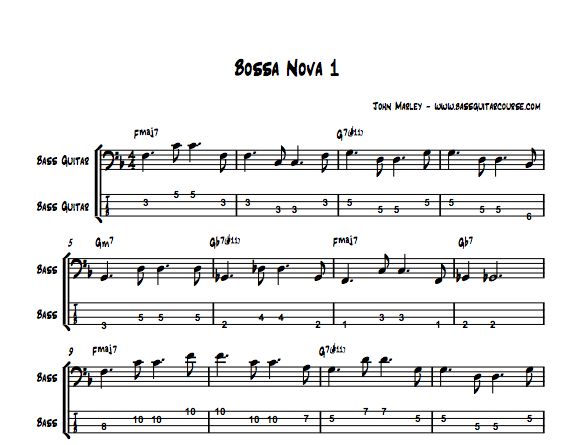john marley learn bossa nova bass playing example 1