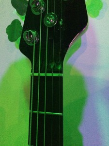 brian gibson lightning bolt banjo string bass closeup